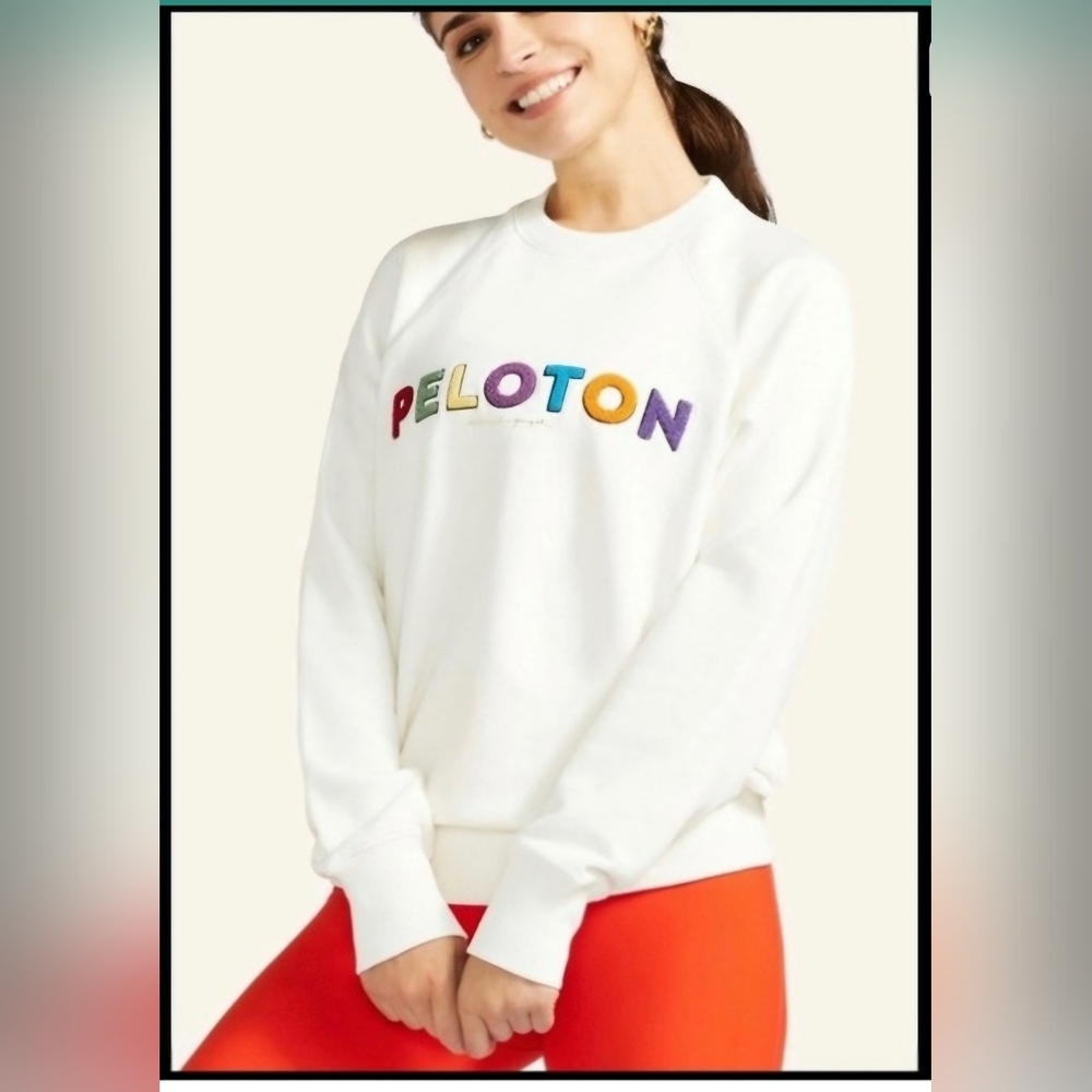 Peloton Multicolor Logo White Sweatshirt